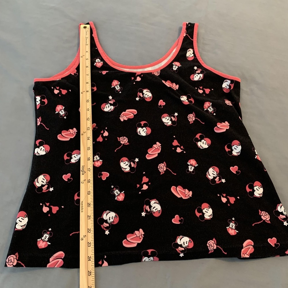 Disney Minnie Mouse Pajama Set Womens 2 Black Pink Tank Top Shorts Sleepwear - Picture 8 of 10
